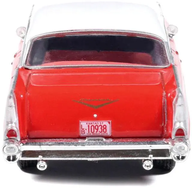 Alt view image 6 of 6 - 1957 Chevrolet Bel Air Red with White Top and Red Interior 1/64 Diecast Model by IXO Models