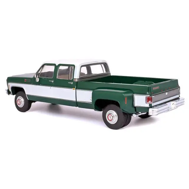 Alt view image 5 of 6 - 1973 GMC Sierra Grande 3500 Crew Cab Dually Pickup Truck Green and White 1/64 Diecast Model by IXO Models