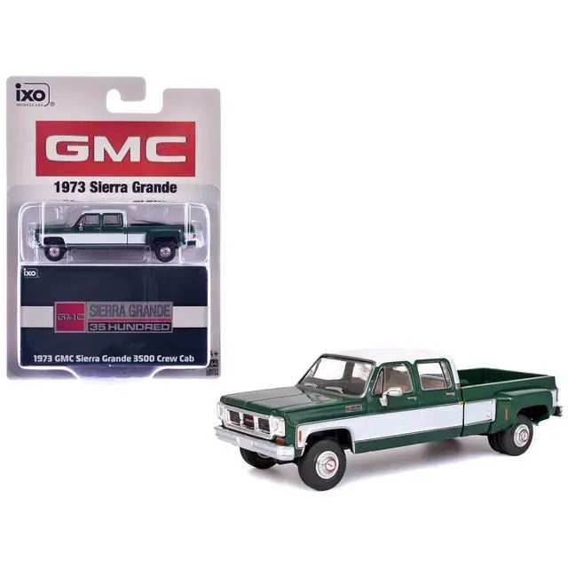 Alt view image 6 of 6 - 1973 GMC Sierra Grande 3500 Crew Cab Dually Pickup Truck Green and White 1/64 Diecast Model by IXO Models