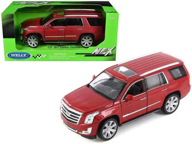 Alt view image 6 of 11 - 2017 Cadillac Escalade with Sunroof Red Metallic 1/24-1/27 Die Cast Model Car by Welly
