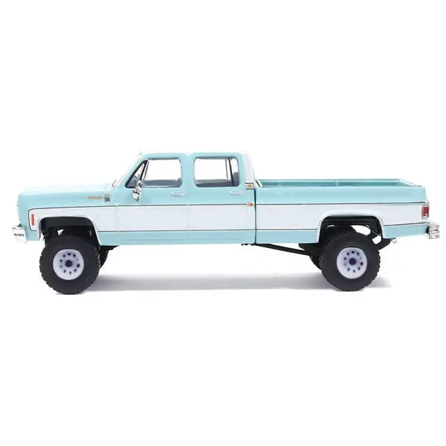 Alt view image 3 of 6 - 1978 Chevrolet Silverado K30 Crew Cab Pickup Truck Light Blue and White with Blue Interior 1/64 Diecast Model by IXO Models