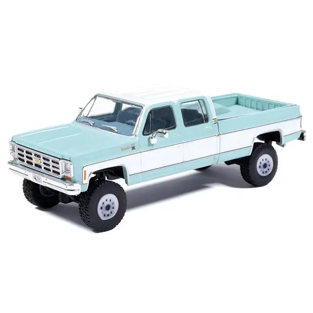 Alt view image 2 of 6 - 1978 Chevrolet Silverado K30 Crew Cab Pickup Truck Light Blue and White with Blue Interior 1/64 Diecast Model by IXO Models