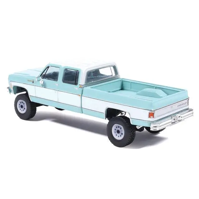 Alt view image 4 of 6 - 1978 Chevrolet Silverado K30 Crew Cab Pickup Truck Light Blue and White with Blue Interior 1/64 Diecast Model by IXO Models