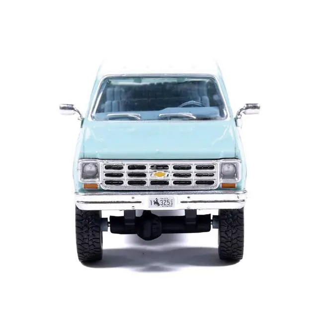 Alt view image 5 of 6 - 1978 Chevrolet Silverado K30 Crew Cab Pickup Truck Light Blue and White with Blue Interior 1/64 Diecast Model by IXO Models