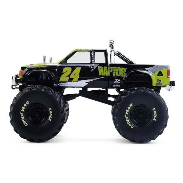 Alt view image 2 of 6 - 1986 Chevrolet S10 Monster Truck #24 "Raptor" Black and Green with Graphics 1/64 Diecast Model Car by Greenlight