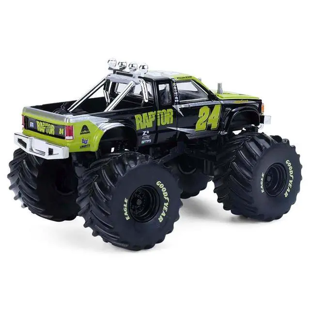 Alt view image 3 of 6 - 1986 Chevrolet S10 Monster Truck #24 "Raptor" Black and Green with Graphics 1/64 Diecast Model Car by Greenlight