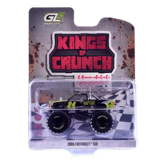 Alt view image 6 of 6 - 1986 Chevrolet S10 Monster Truck #24 "Raptor" Black and Green with Graphics 1/64 Diecast Model Car by Greenlight