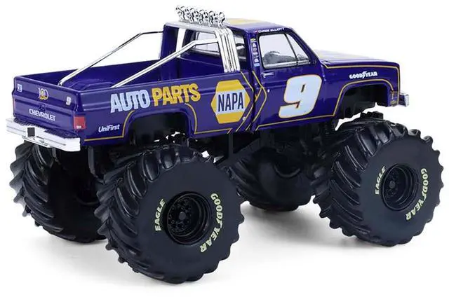 Alt view image 3 of 6 - 1984 Chevrolet C20 Monster Truck #9 "NAPA" Blue with Graphics 1/64 Diecast Model Car by Greenlight
