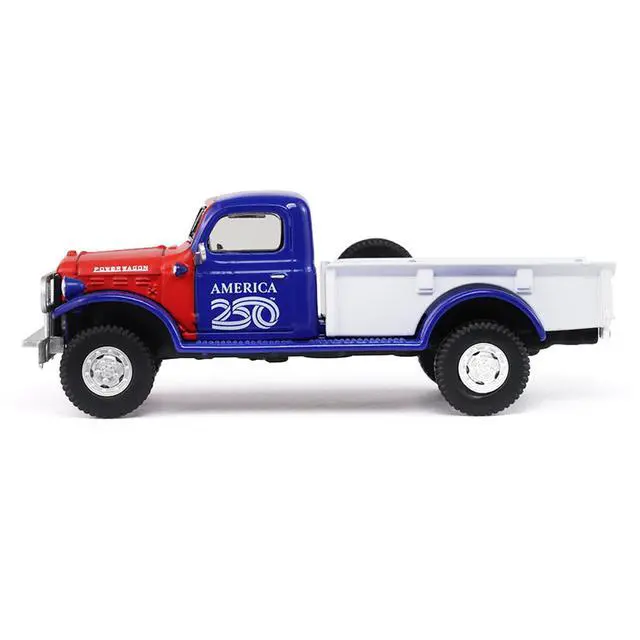 Alt view image 2 of 6 - 1946 Dodge Power Wagon Pickup Truck Red, White, and Blue "America 250 Edition" 1/64 Diecast Model Car by Greenlight