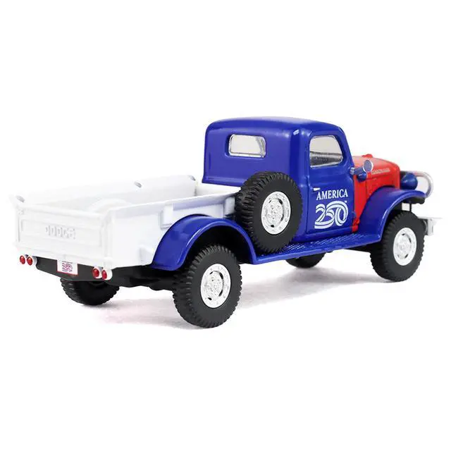 Alt view image 3 of 6 - 1946 Dodge Power Wagon Pickup Truck Red, White, and Blue "America 250 Edition" 1/64 Diecast Model Car by Greenlight