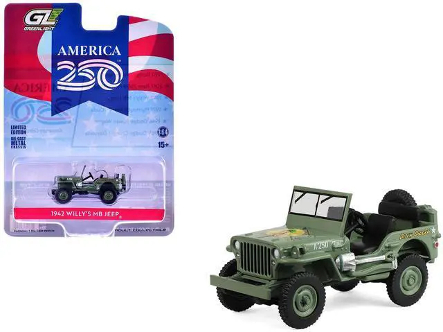 Main image of 1942 Willys MB Jeep Olive Green "America 250 Edition" "Anniversary Collection" Series 18 1/64 Diecast Model Car by Greenlight