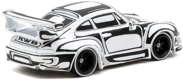 Alt view image 3 of 6 - RWB 993 "Designed by Joshua Vides" Black and White "Hobby64" Series 1/64 Diecast Model Car by Tarmac Works