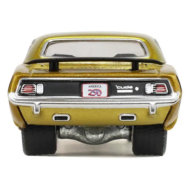 Alt view image 5 of 6 - 1971 Plymouth Hemi Cuda Gold Metallic with Black Accents "America 250 Edition" 1/64 Diecast Model Car by Greenlight