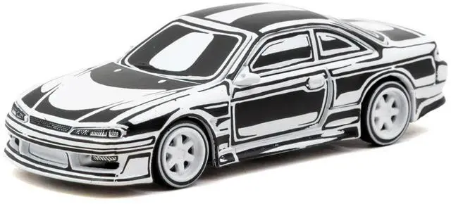 Alt view image 2 of 6 - VERTEX Silvia (S14) "Designed by Joshua Vides" Black and White "Global64" Series 1/64 Diecast Model Car by Tarmac Works
