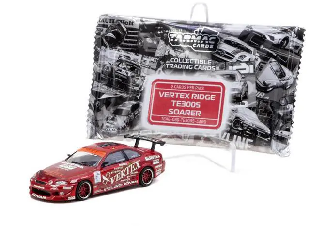 Alt view image 4 of 6 - Toyota VERTEX Ridge TE3005 Soarer RHD Red Metallic with Graphics and Tarmac Cards 1/64 Diecast Model Car by Tarmac Works