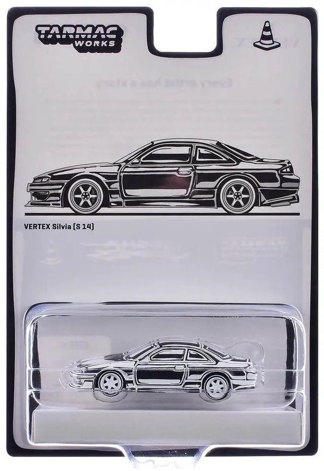 Alt view image 5 of 6 - VERTEX Silvia (S14) "Designed by Joshua Vides" Black and White "Global64" Series 1/64 Diecast Model Car by Tarmac Works