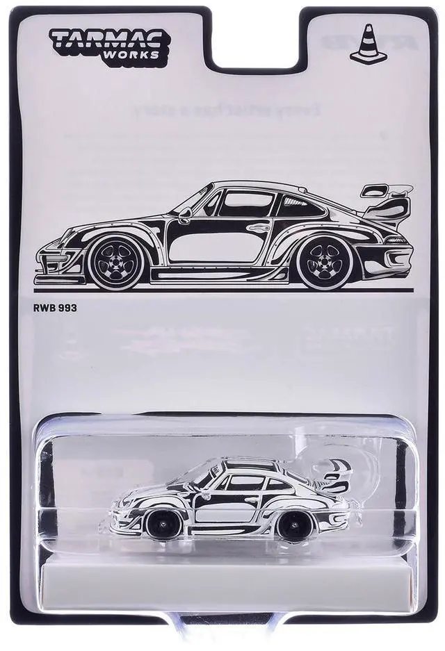 Alt view image 5 of 6 - RWB 993 "Designed by Joshua Vides" Black and White "Hobby64" Series 1/64 Diecast Model Car by Tarmac Works