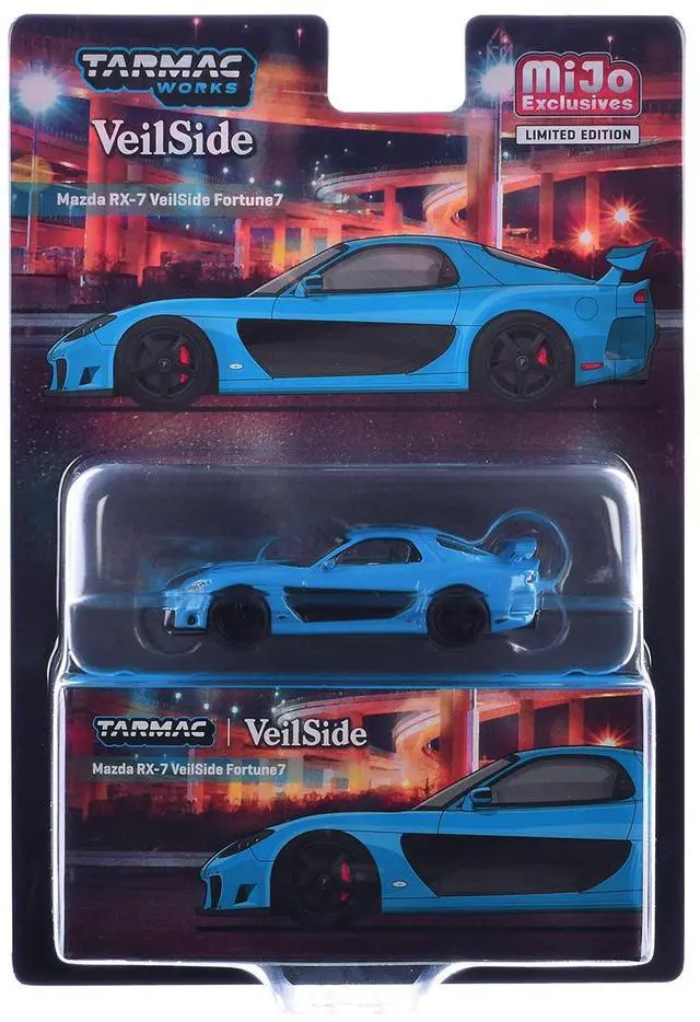 Alt view image 5 of 6 - Mazda RX-7 "VeilSide Fortune7" RHD (Right Hand Drive) Blue "Global64" Series 1/64 Diecast Model Car by Tarmac Works