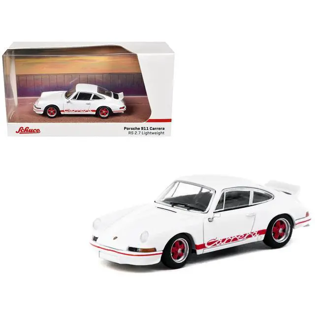 Alt view image 5 of 5 - Porsche 911 Carrera RS 2.7 Lightweight White with Red Stripes "Collab64" Series 1/64 Diecast Model Car by Schuco & Tarmac Works