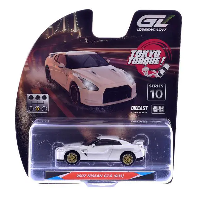 Alt view image 6 of 6 - 2007 Nissan GT-R (R35) Pearl White with Gold Wheels "Tokyo Torque" Series 10 1/64 Diecast Model Car by Greenlight