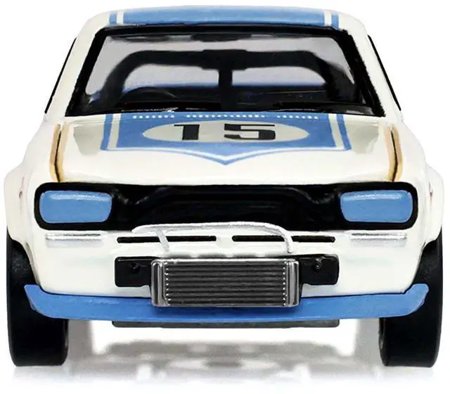 Alt view image 4 of 6 - 1972 Nissan Skyline 2000 GT-R (KPGC10) RHD #15 Kunimitsu Takahashi White with Blue Stripe 1/64 Diecast Model Car by Greenlight