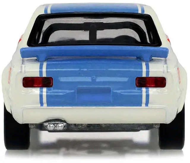 Alt view image 5 of 6 - 1972 Nissan Skyline 2000 GT-R (KPGC10) RHD #15 Kunimitsu Takahashi White with Blue Stripe 1/64 Diecast Model Car by Greenlight