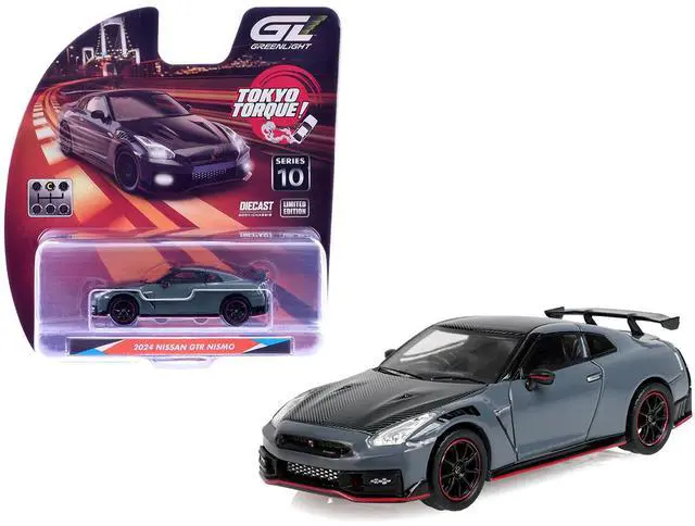 Main image of 2024 Nissan GT-R (R35) NISMO RHD Stealth Gray with Carbon Top and Hood "Tokyo Torque" 1/64 Diecast Model Car by Greenlight