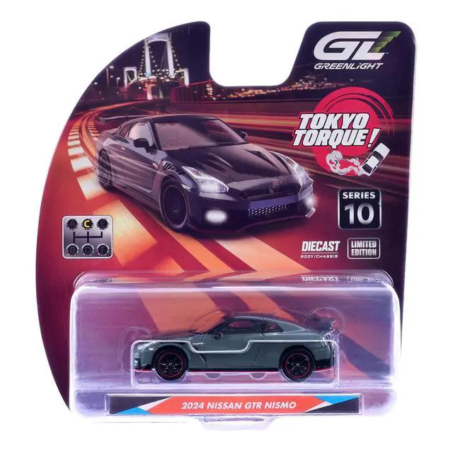 Alt view image 6 of 6 - 2024 Nissan GT-R (R35) NISMO RHD Stealth Gray with Carbon Top and Hood "Tokyo Torque" 1/64 Diecast Model Car by Greenlight