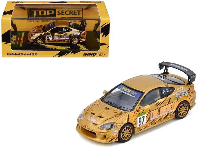 Main image of Honda Integra Type R (DC5) RHD #97 "Top Secret Thailand" Gold Metallic with Graphics 1/64 Diecast Model Car by Inno Models
