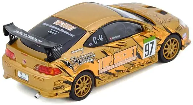 Alt view image 3 of 6 - Honda Integra Type R (DC5) RHD #97 "Top Secret Thailand" Gold Metallic with Graphics 1/64 Diecast Model Car by Inno Models