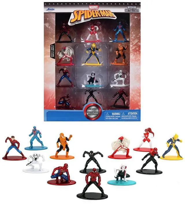 Main image of Set of 12 Diecast Figures "Spider-Man" Franchise "Nano Metalfigs" Series Diecast Models by Jada