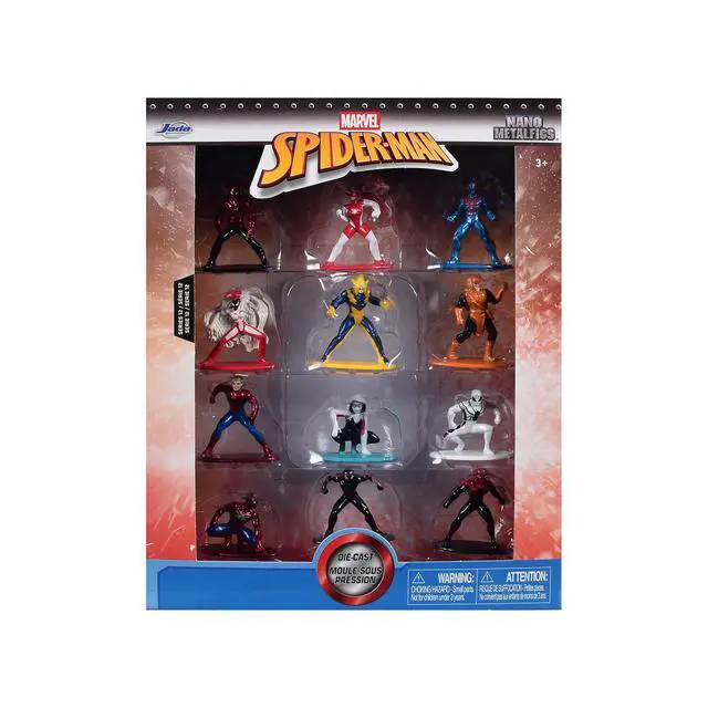 Alt view image 6 of 6 - Set of 12 Diecast Figures "Spider-Man" Franchise "Nano Metalfigs" Series Diecast Models by Jada