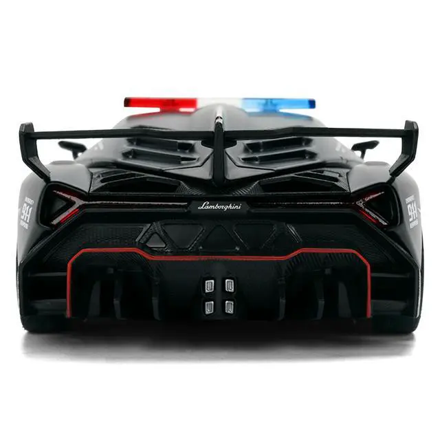 Alt view image 7 of 7 - Lamborghini Veneno "Police" Matt Black "Hyper-Spec" Series 1/24 Diecast Model Car by Jada