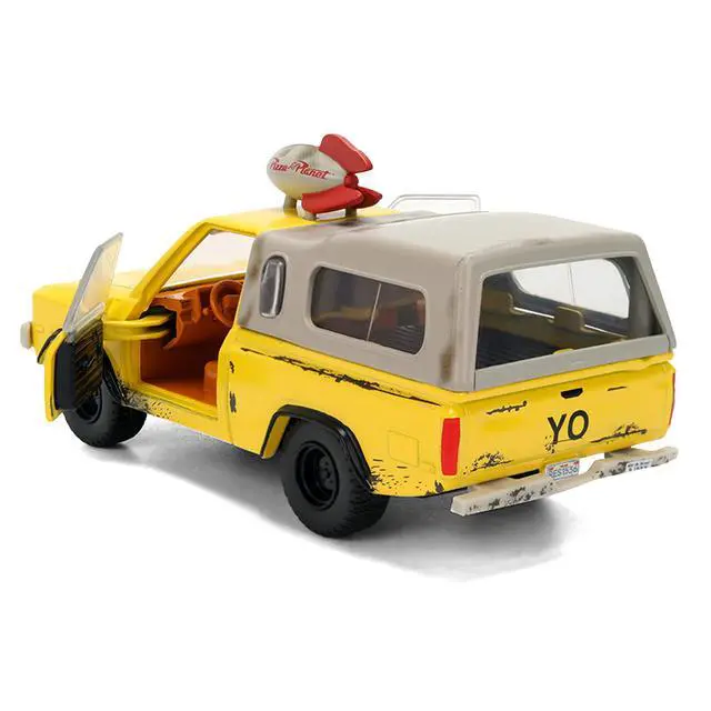 Alt view image 4 of 7 - Pizza Planet Truck Yellow (Weathered) w/Beige Camper "Toy Story" (1995) Movie "Hollywood Rides" 1/32 Diecast Model Car by Jada