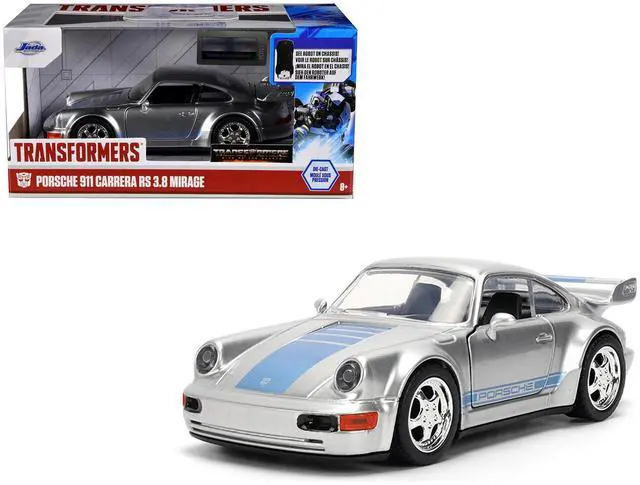Main image of Porsche 911 Carrera RS 3.8 "Mirage" Silver Metallic with Blue "Transformers" (2023) Movie 1/32 Diecast Model Car by Jada