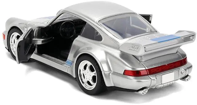 Alt view image 4 of 7 - Porsche 911 Carrera RS 3.8 "Mirage" Silver Metallic with Blue "Transformers" (2023) Movie 1/32 Diecast Model Car by Jada
