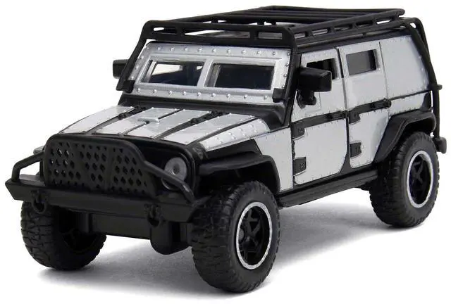 Alt view image 2 of 7 - Tej's Jeep Wrangler Custom Silver Metallic with Black Top and Roof Rack "Furious 7" (2015) Movie 1/32 Diecast Model Car by Jada