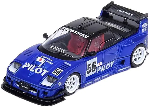 Alt view image 2 of 6 - Mazda AZ-1 Liberty Walk LB40 RHD (Right Hand Drive) #56 "Pilot" Blue with Black Top 1/64 Diecast Model Car by Inno Models