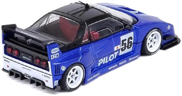Alt view image 3 of 6 - Mazda AZ-1 Liberty Walk LB40 RHD (Right Hand Drive) #56 "Pilot" Blue with Black Top 1/64 Diecast Model Car by Inno Models
