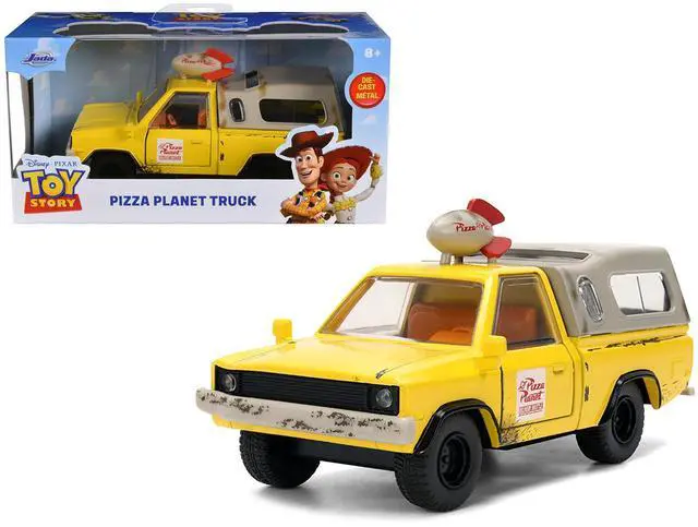 Main image of Pizza Planet Truck Yellow (Weathered) w/Beige Camper "Toy Story" 1995 Movie "Hollywood Rides" 1/32 Diecast Model Car by Jada