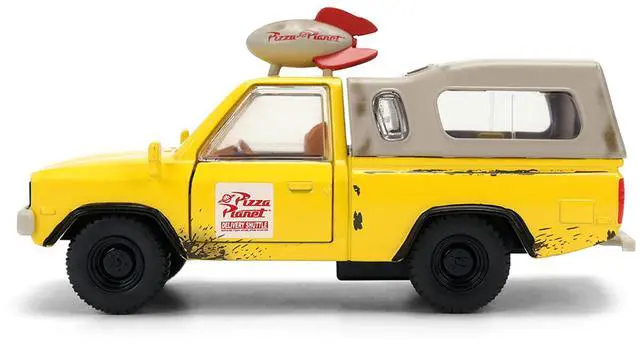 Alt view image 3 of 7 - Pizza Planet Truck Yellow (Weathered) w/Beige Camper "Toy Story" 1995 Movie "Hollywood Rides" 1/32 Diecast Model Car by Jada