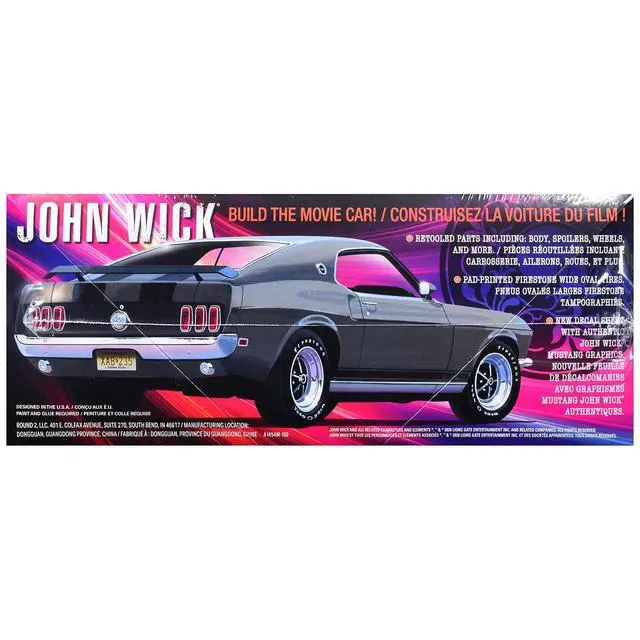 Alt view image 3 of 4 - Skill 2 Model Kit 1969 Ford Mustang "John Wick" (2014) Movie 1/25 Plastic Model by AMT