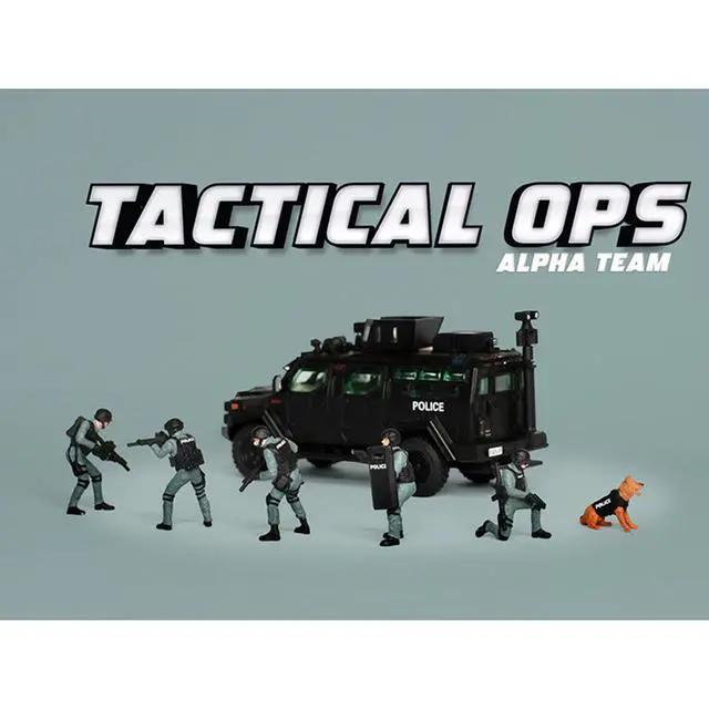 Alt view image 3 of 3 - "Tactical Ops Alpha Team" 6 piece Diecast Figure Set (6 Figures) Limited Edition for 1/64 Scale Models by American Diorama