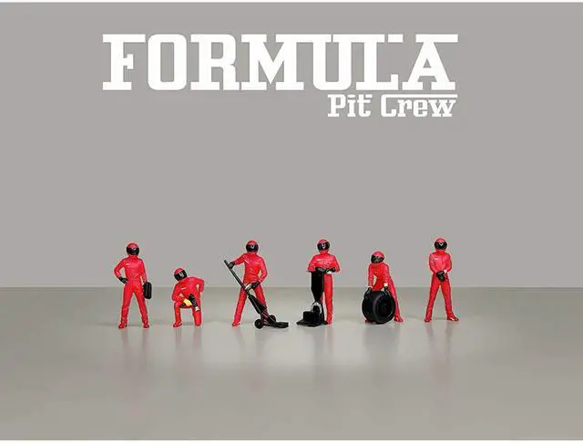 Alt view image 3 of 6 - "Formula Pit Crew Team Red" 6 piece Diecast Figure Set (6 Figures) Limited Edition for 1/64 Scale Models by American Diorama