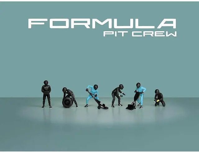 Alt view image 3 of 6 - "Formula Pit Crew Team Black" 6 piece Diecast Figure Set (6 Figures) Limited Edition for 1/64 Scale Models by American Diorama