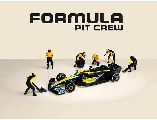 Alt view image 4 of 6 - "Formula Pit Crew Team Orange" 6 piece Diecast Figure Set (6 Figures) Limited Ed for 1/64 Scale Models by American Diorama