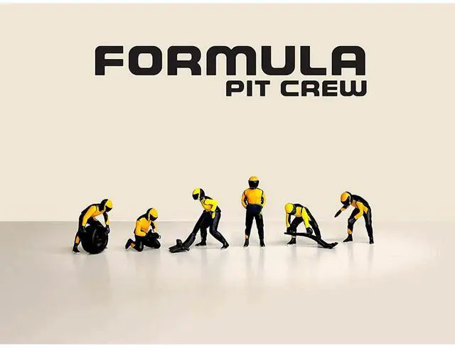 Alt view image 3 of 6 - "Formula Pit Crew Team Orange" 6 piece Diecast Figure Set (6 Figures) Limited Ed for 1/64 Scale Models by American Diorama