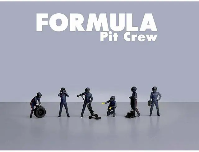 Alt view image 3 of 6 - "Formula Pit Crew Team Blue" 6 piece Diecast Figure Set (6 Figures) Limited Edition for 1/64 Scale Models by American Diorama
