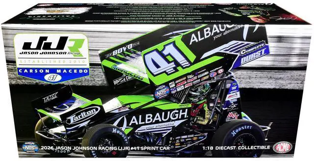 Alt view image 3 of 6 - Winged Sprint Car #41 Carson Macedo "Albaugh" Jason Johnson Racing (2026) 1/18 Diecast Model Car by ACME