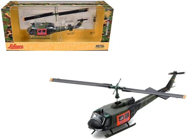 Main image of Bell UH 1D Helicopter "SAR - German Army" Green Camouflage 1/87 (HO) Scale Diecast Model Car by Schuco